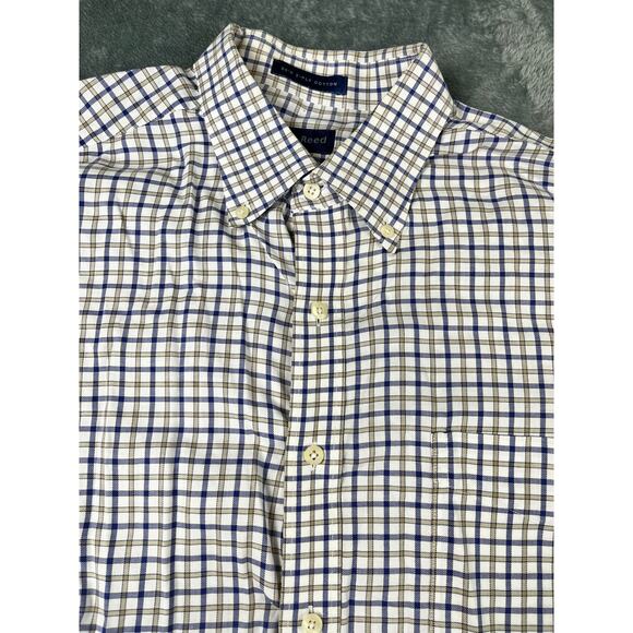 Men’s Austin Reed London button shirt XL 2-ply cotton plaid check dress casual - Picture 2 of 11